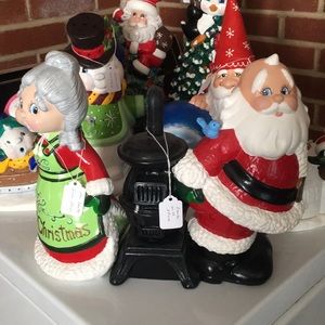 Handmade Ceramic Mr and Mrs Claus lights up